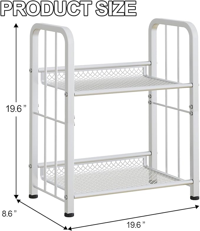 Bookshelf Storage Shelf Bookcase Freestanding Storage Stand Book Organizer for Living Room, Bedroom, Kitchen, Rust Resistance,Easy Assembly Multi-Functional Organizer (2 Tiers White)