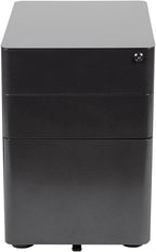 Flash Furniture Warner Modern 3-Drawer Mobile Locking Filing Cabinet with Anti-Tilt Mechanism and Hanging Drawer for Legal & Letter Files, Black