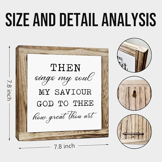 Rustic Wood Sign – ‘Sings My Soul’ Inspirational Wooden Plaque – Small Table or Shelf Decor, Spiritual Desk Sign, Wall Art for Home, Bedroom, Farmhouse Living Room, Motivational Quote, Home Decoration