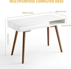GAOMON Modern Home Office Writing Desk, 42 Inch Computer Table Desk with Drawers, Simple Mid Century Modern Desk, White