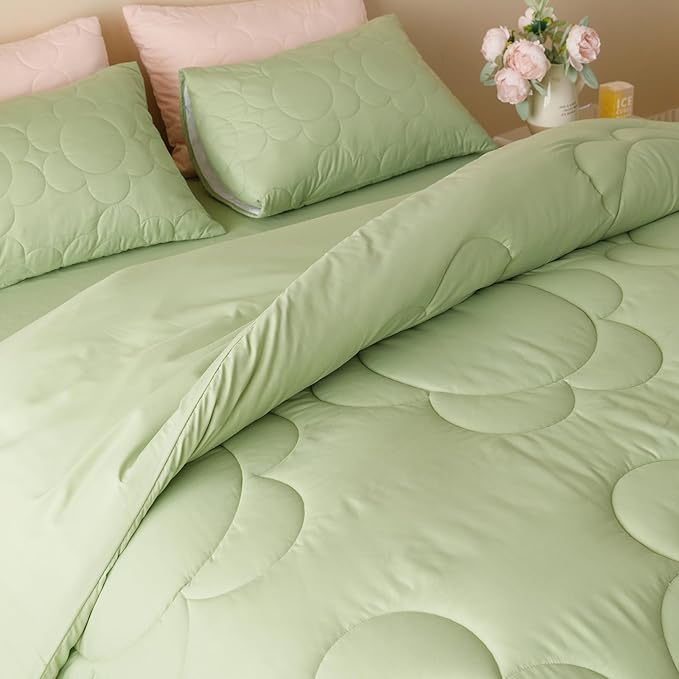Sage Flower Comforter Twin Green Sunflower Print Bed Twin Comforter Set 3 Pieces Sage Floral Comforter Set for Boys Girls Teens Bedroom Decor All Season Hotel Quality Comforter Set