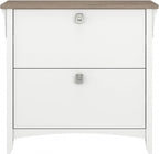 Bush Furniture Salinas 2 Drawer Lateral File Cabinet in Pure White and Shiplap Gray