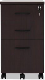 Alera ALEVA572816MY 15.88 in. x 20.5 in. x 28.38 in. Valencia Series 3-Drawer Mobile File Pedestal - Mahogany