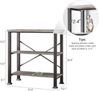 HOMBAZAAR Bookshelf, 3-Tier Vintage Industrial Book Shelf, Rustic Wood and Metal Bookcase and Bookshelves, Free Standing Storage Small Bookshelf for Living Room, Bedroom and Kitchen, Grey Oak