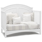 Delta Children Perry 6-in-1 Convertible Crib - Greenguard Gold Certified, Bianca White + Simmons Kids Radiant Sky Dual Sided Baby Crib Mattress and Toddler Mattress (Bundle)