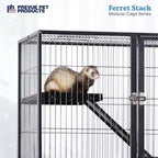 Prevue Pet Products Ferret Stacking Cage Add-On Unit - Extra Level with Ramps and Platform for Modular Ferret Habitat, Accessories for Cage Expansion with Shelves & Ladders for Climbing - Black
