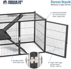 Prevue Pet Products Ferret Stacking Cage Add-On Unit - Extra Level with Ramps and Platform for Modular Ferret Habitat, Accessories for Cage Expansion with Shelves & Ladders for Climbing - Black