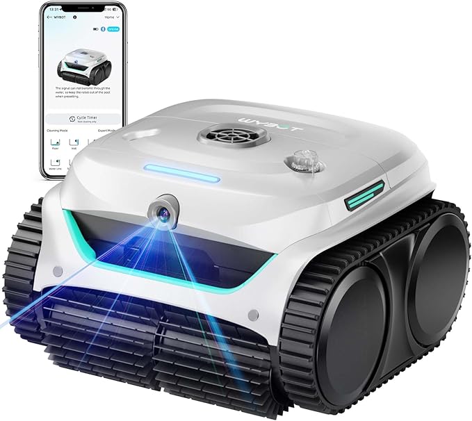 (2025 New) WYBOT C2 Vision Robotic Pool Vacuum with AI Camera, Ultra-Fine Filtration Pool Cleaners for Inground Pools, Comprehensive 8 Mode, Wall Climbing, Brushless Motor, Smart Navigation, White