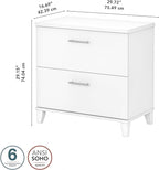 Bush WC81980 Somerset 2-Drawer Lateral File Cabinet, Letter/Legal, White, 30-Inch