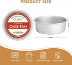 8 Inch Round Cake Pan, 8x3 inch 2 Set Anodized Aluminum Round Baking Pan, Small Cake Pan Non-Toxic & Heavy Duty, Deep Side, Easy Clean & Dishwasher Safe
