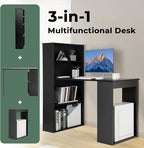 Computer Desk with Shelves, Black