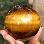 6-7cm/2.36-2.75inch Tiger Eyes Crystal Ball Polished Natural Tiger Eye Stone Sphere Decorative Sphere Healing Crystals Ball Stone Crafts Home Decor Ornament Gifts (Tiger's Eye, 60-70mm)