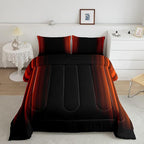 Geometric Abstract Ombre Comforter Set Kids Teens Orange Red and Black Striped Bedding Bed Set Decor Modern Fashion Comforter Inner Fill Bedroom Collection 3Pcs Queen Size