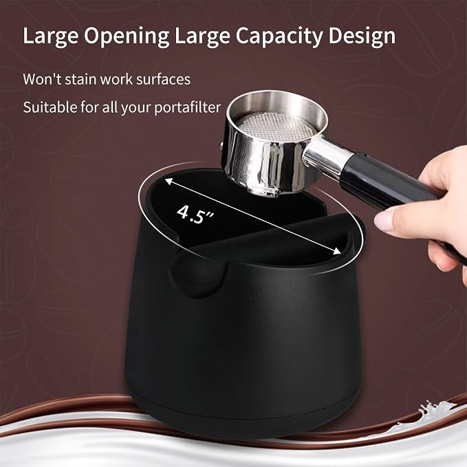 IAOSEN Knock Box Large Capacity Design Espresso Knock Box Tamping Mat Espresso Machine Accessories Set of 2 with Removable Knock Bar and Anti-Slip Base for Home Office Barista Tools for Bar Shop