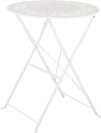 Alpine Corporation Indoor/Outdoor 3-Piece Bistro Set Folding Table and Chairs Patio Seating, White