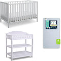 Delta Children Heartland 4-in-1 Convertible Crib Infant Changing Table with Pad + Serta Perfect Start Crib Mattress, Bianca White