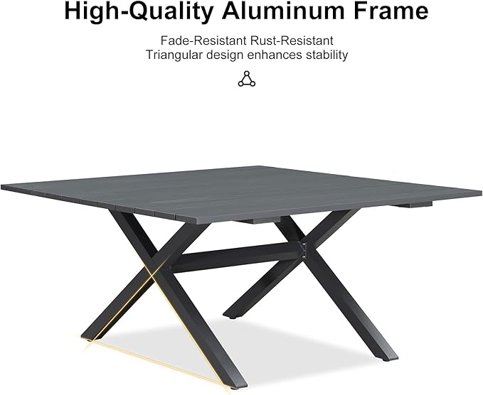 PURPLE LEAF 9 Piece Longer Outdoor Dining Set with Patio Aluminium Dining Table and Wicker Chairs Modern Furniture Cushions Sets for Backyard Indoor Decor Kitchen Gray