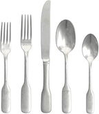 FORTESSA Ashton 18/10 Stainless Steel Flatware, 5 Piece Place Setting With Knife, Forks and Spoons (Service For 1), Dishwasher Safe, Antiqued