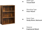 VASAGLE Bookshelf, 23.6 Inches Wide, 3-Tier Open Bookcase with Adjustable Storage Shelves, Floor Standing Unit, Rustic Brown ULBC163X01