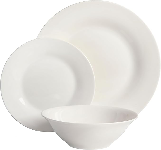 Gibson Home Zen Buffet Round 12 Piece Porcelain Chip and Scratch Resistant Dinnerware Plates and Bowls Set, Scratch & Chip Resistant