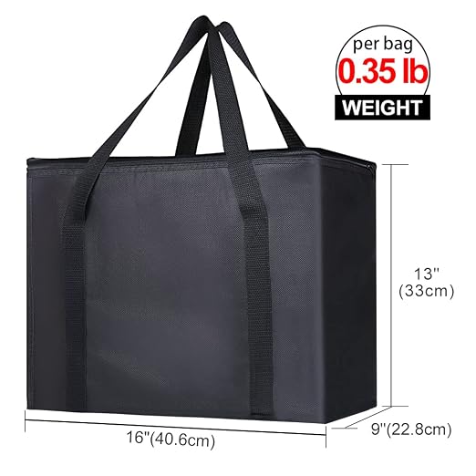 Bodaon 2-Pack Insulated Reusable Grocery Shopping Bags, X-Large, Black | Heavy Duty Thermal Tote, Frozen/Cold Food Storage, Travel Cooler Shopping Transport Picnic, Keep Food Hot Warmer, Collapsible