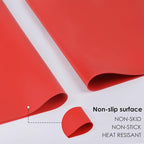 Extra Large Silicone Mats for Kitchen Counter, Food Grade Silicone Placemats for Kids, Nonstick Silicone Mat for Baking Crafts, Heat Resistant Pastry Mats for Rolling Dough Nonslip, 28''x15.7'' Red