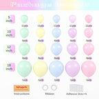 130pcs Pastel Balloons Different Sizes 18" 12" 10" 5" Macaron Latex Balloon Garland Arch Kit for Birthday Easter Baby Shower Graduation Wedding Gender Reveal Anniversary Party Decorations