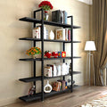 Tribesigns 5-Tier Bookshelf, Vintage Industrial Style Bookcase 72 H x 12 W x 47L Inches, Black