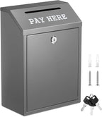 Yaocom Safe Metal Cash Box for Farm Stand – Money Drop and Secure Donation Collection, Wall Mount Lockable Unit with Pre Drilled Holes for Outdoor Self Serve(Gray,11.8 x 8.6 x 4.7 Inch)
