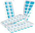 ChefAide Ice Cube Tray with Lid, 4 Packs 56 Cubes Durable Stackable Ice Cube Trays for Freezer with Removable Lids, Easy-Release Plastic & Silicone Ice Tray for Cocktail, Coffee