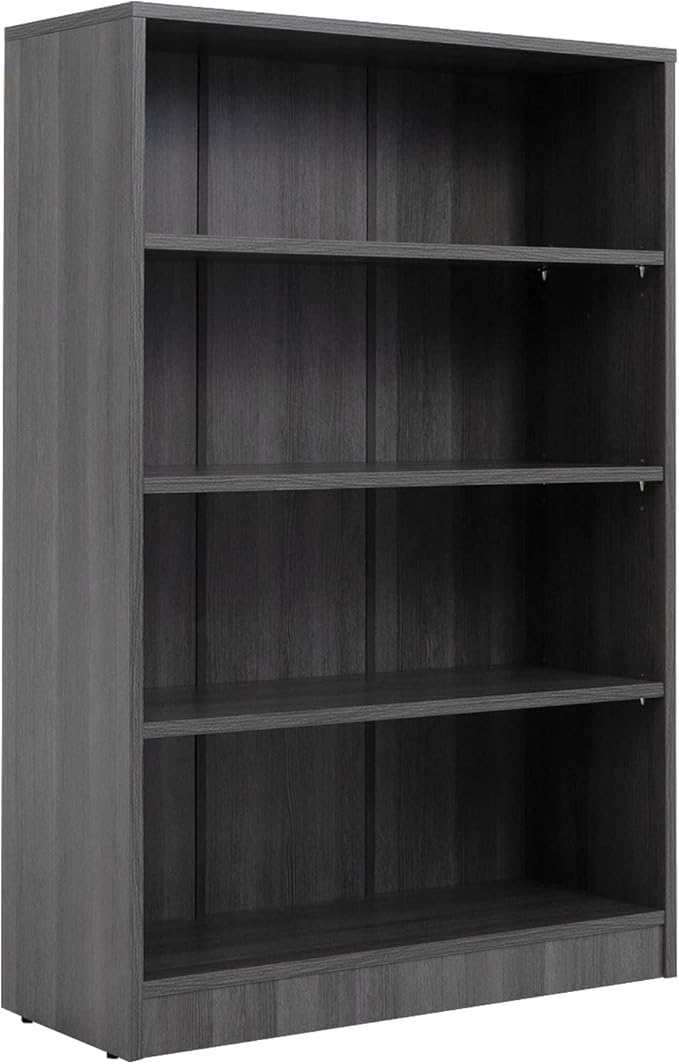 Farini Grey Bookshelf for Bedroom 4 Shelf Office Bookcase 48 Inches Tall Modern Wood Bookshelf for Living Room 4 Tier Wide Manga Bookshelf Library Bookcase