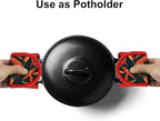 Evoio Cast Iron Skillet Pot Pan Hot Handle Covers (4-Pack Red Peppers) | Pot Handle Covers Heat Resistant Pot Skillet Hot Handle Sleeves Mitt Cover for Kitchen, BBQ and Baking Cookware