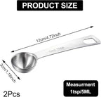 Lusofie 2 Pcs 1 Teaspoon Measuring Spoons 5ml Mini Spoons Stainless Steel Measuring Spoons For Kitchen Cooking Spoon Coffee Spoon (Silver)