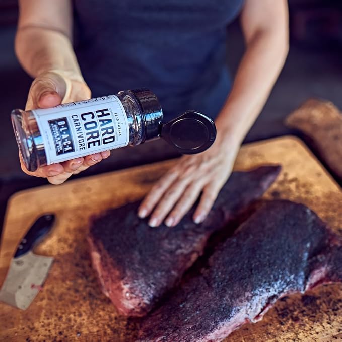 Hardcore Carnivore Black | All-Purpose Beef Seasoning Rub, 13oz Shaker | Texas-Made Classic Coarse Rub with Activated Charcoal - Blend for Steak, Brisket, Burgers, BBQ, Grilling and Smoking MSG Free