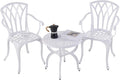 Jardin DE CENTENNAIL 3-Piece Outdoor Bistro Set Cast Aluminum Rust-Resistant Patio Furniture Armchairs Design (White)