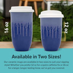 NOVA CERAMICS Ceramic Tumbler– Blue Ceramic Mug – Microwave & Dishwasher Safe Coffee White & Orange Tumbler - Leak-Proof Coffee Travel Mug – 12oz – Neptune