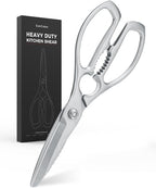 Kitchen Scissors, Forged Stainless Steel Shears for Meat and Vegetables | 3Cr14 one-piece blades with bottle opener, nutcracker and fish scaler; dishwasher safe