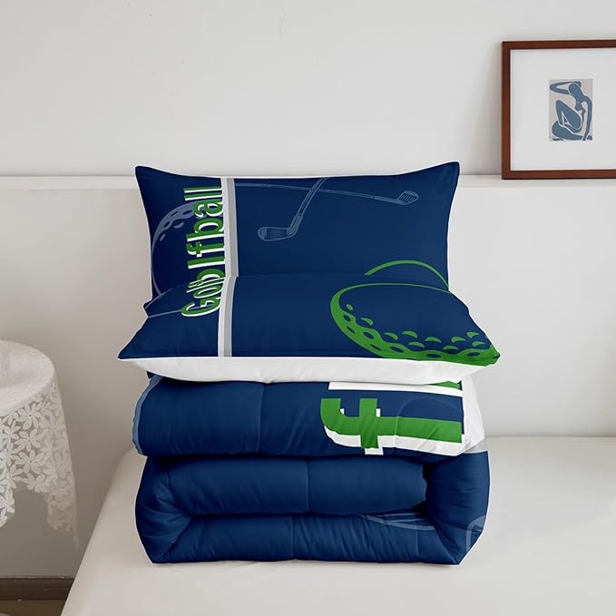 Feelyou Kids Golf Comforter Set Queen Size Ball Sports Bedding Set for Boys Girls Teens Bedroom Decor Golf Ball Lover Comforter Women Men Ball Games Duvet Set with 2 Pillow Case