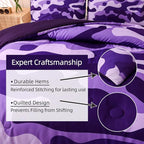 Meeting Story Camouflage Bedding Set, Purple Camouflage Comforter Set, 3 PCS One Comforter and Two Pillowcases, Lightweight Bedspread for Girls Teens Adults (Purple, Queen)