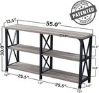 LVB Rustic Sofa Table, Farmhouse Console Table for Living Room, Hallway entryway Table with Storage, Entry Table for Foyer, Light Grey Oak, 55 Inch