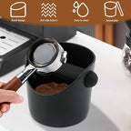 Coffee Knock Box 4 inch Espresso Knock Box with Coffee Tamper Pad Coffee Knock Box Espresso Grounds Espresso Dump Bin for Home/Office (5inch/black)