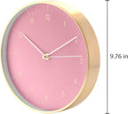 LUUK LIFESTYLE Elegant Wall Clock with Silent Movement, Modern and Minimalist Design, Gift idea for Moving-in, Decoration, in Pink and Gold