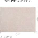 MOSAYT Vinyl Placemats Set of 8-12 X 17 Inch - Faux Leather 100% Waterproof Oil-Proof Wipeable PU Place Mats, Heat Resistant Reversible Table Mats for Kitchen, Dining, Outdoor, Beige