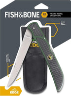 OUTDOOR EDGE Fish & Bone - Folding Fillet Knife with 5.0" 440A Stainless Steel Blade for Fish and Processing Big Game - Pocket Clip