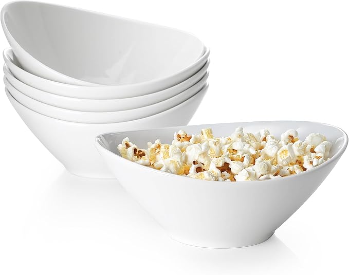 Teocera 6 Inch Ceramic Breakfast Bowls Set of 6, 10 Ounce Small Yogurt Bowls for Salad, Soup, Dessert, Microwave & Dishwasher Safe - White