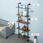5 Tier 67inch Industrial Pipe Shelving, Shelves Shelf Rustic Tier Black in