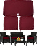 ClawsCover 3Pack Outdoor Seat Cushions Replacement Covers Fit for 4 Pieces Wicker Rattan Furniture Patio Conversation Set Loveseat Chair,38x19x2,19x19x2,Burgundy-Large (Include Cover Only)