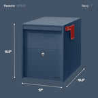 Adoorn Lockable Post Mount Mailboxes for Outside - Large Anti-Theft Locking Mailbox for Packages and Letters - Weatherproof Construction - Durable Steel - 15.5" H x 12" W x 18.5" D - Navy