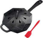 Cast Iron Skillet with Lid,Pre-seasone Mini Cast Iron Smoker Skillets & Egg Pan with Assist Handle, 6.5 Inch Octagonal Design Frying Pan for Searing, Baking, Grilling, Roasting (Skillet-1)