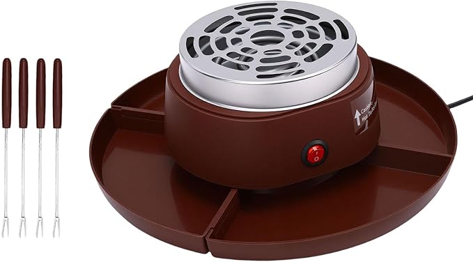 Aramox 2 in 1 Electric Smores Maker and Fondue Pot Tabletop Marshmallow Roaster with 4 Roasting Forks Detachable Trays for Indoor Use (US Plug 110V)